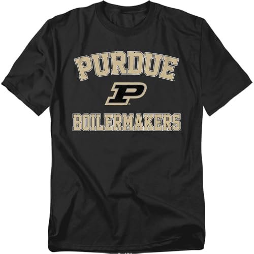 LOGOVISION Purdue University Campus Classic Unisex Adult T Shirt, Black, X
